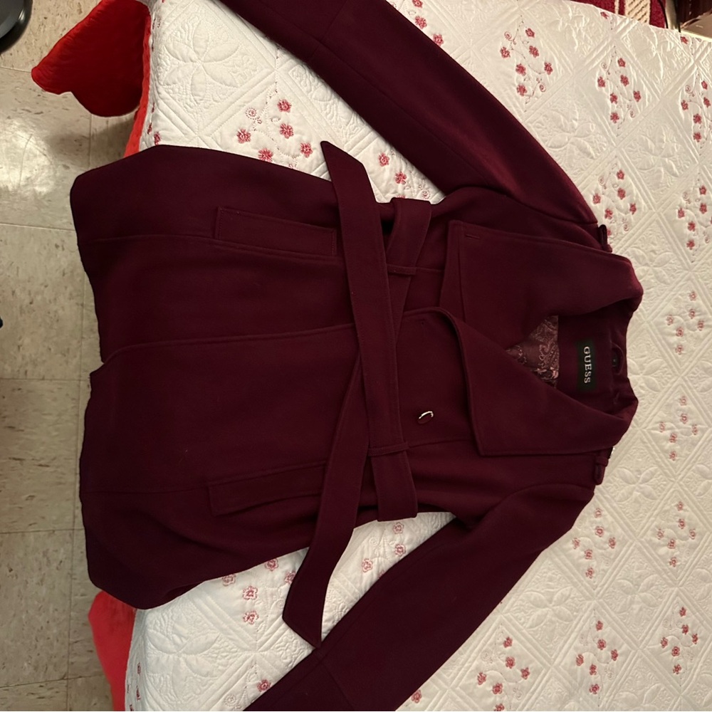 Guess Deep Red Belted Jacket